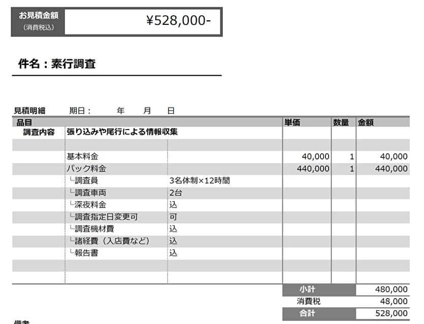 件名 素行調査