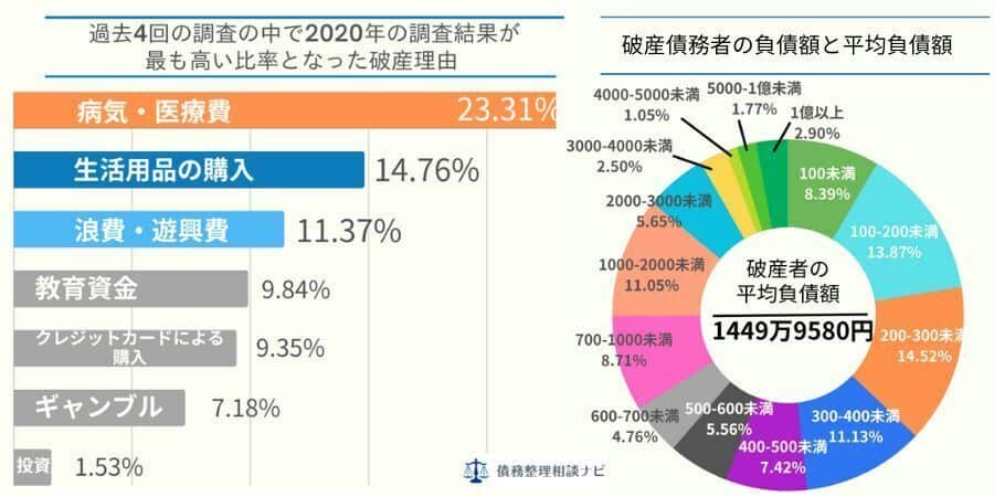 自己破産の理由と負債額